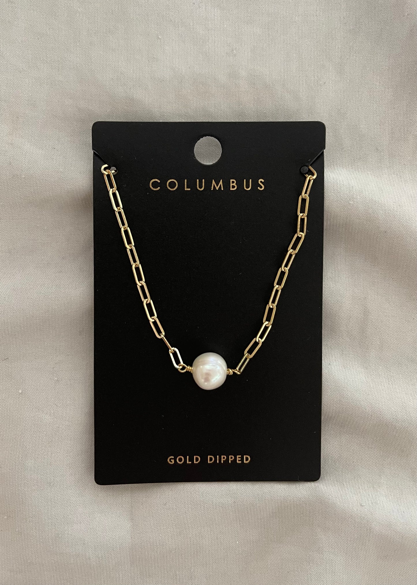 Gold Dipped Pearl Chain Necklace
