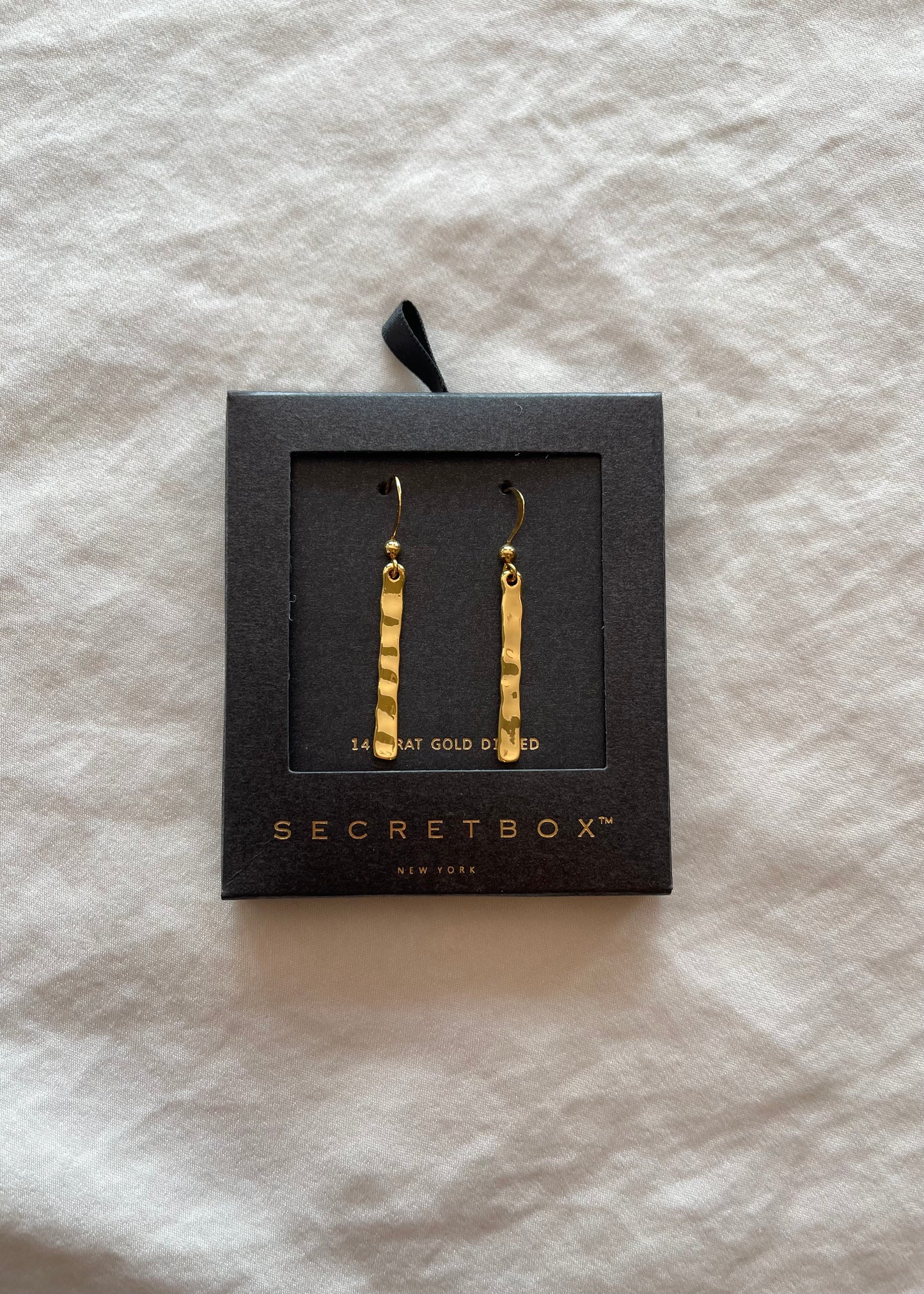Gold Hammered Bar Earrings in Gold