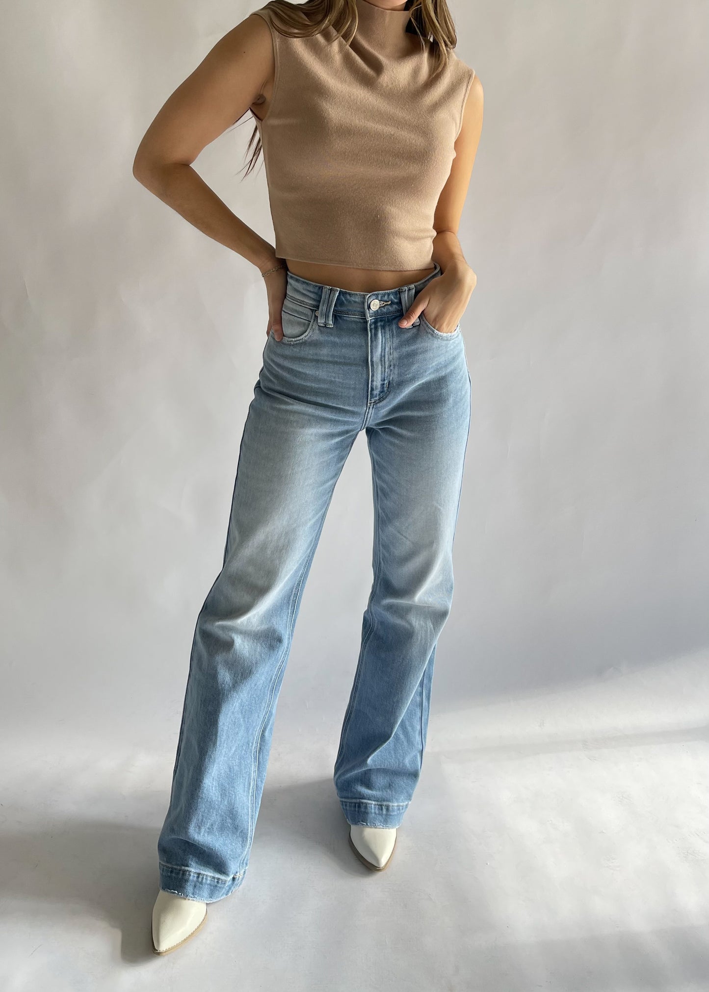 Clear Skies High Rise Wide Flare Jeans