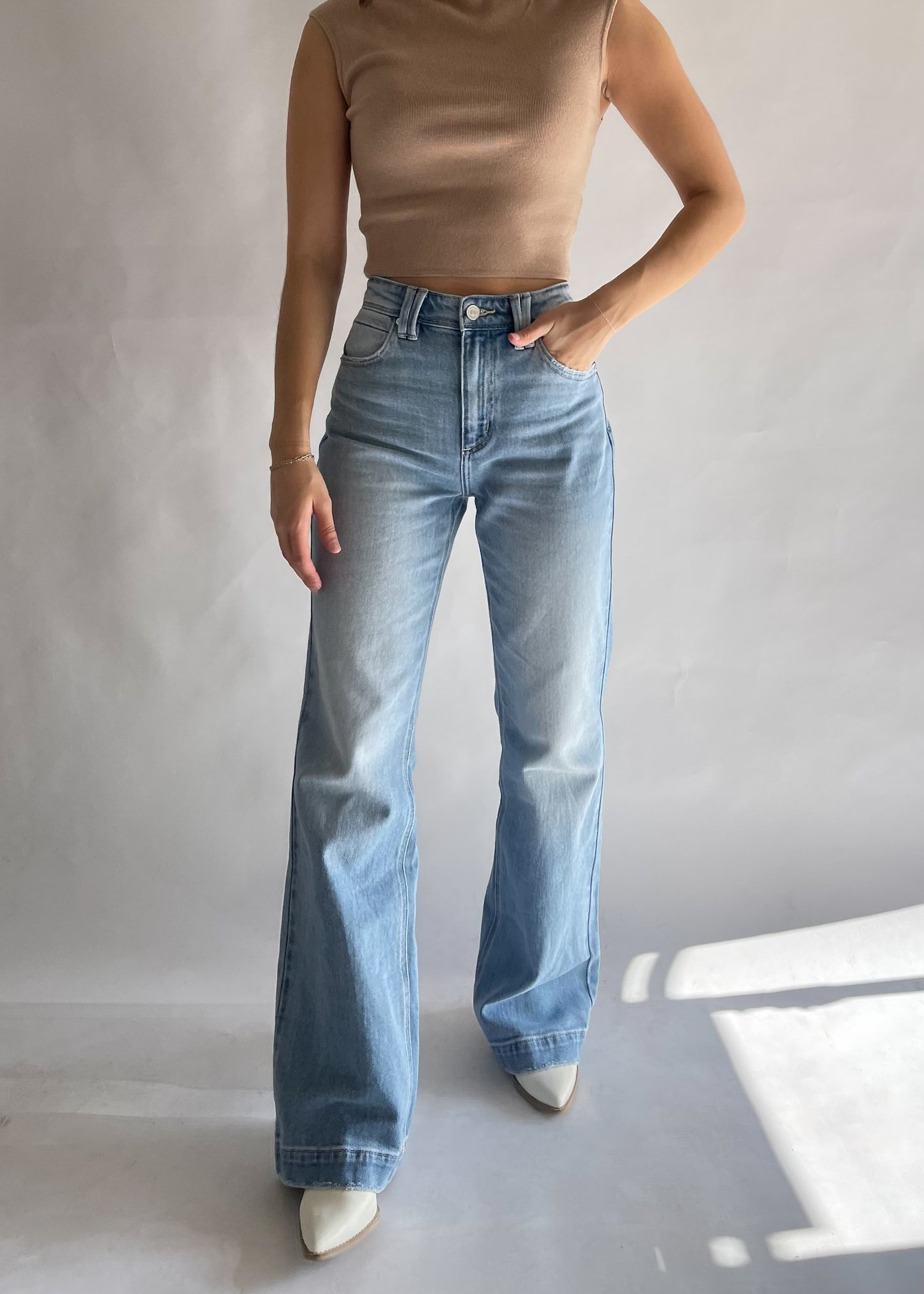 Clear Skies High Rise Wide Flare Jeans