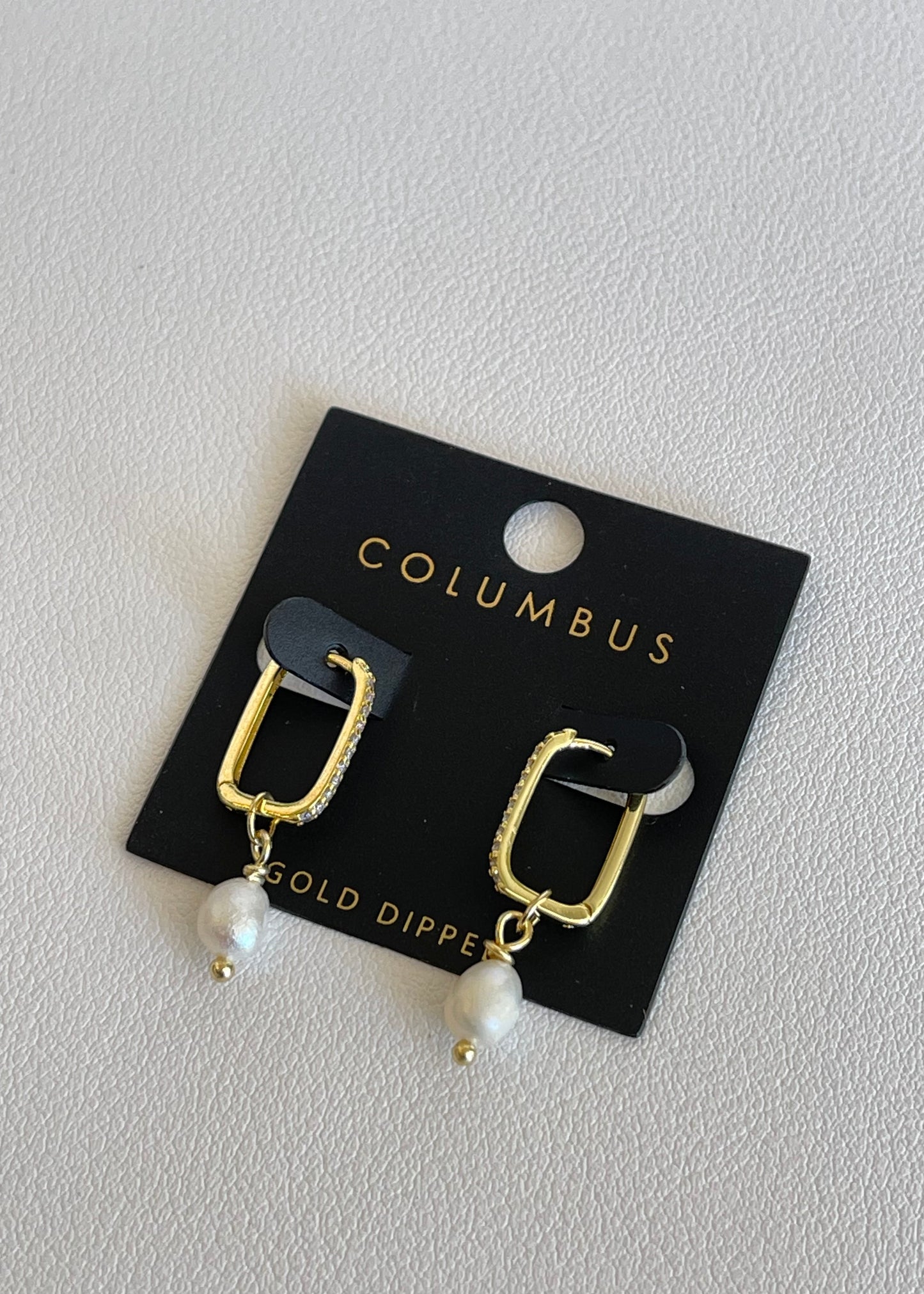 Gold Dipped Square Earring with Pearl