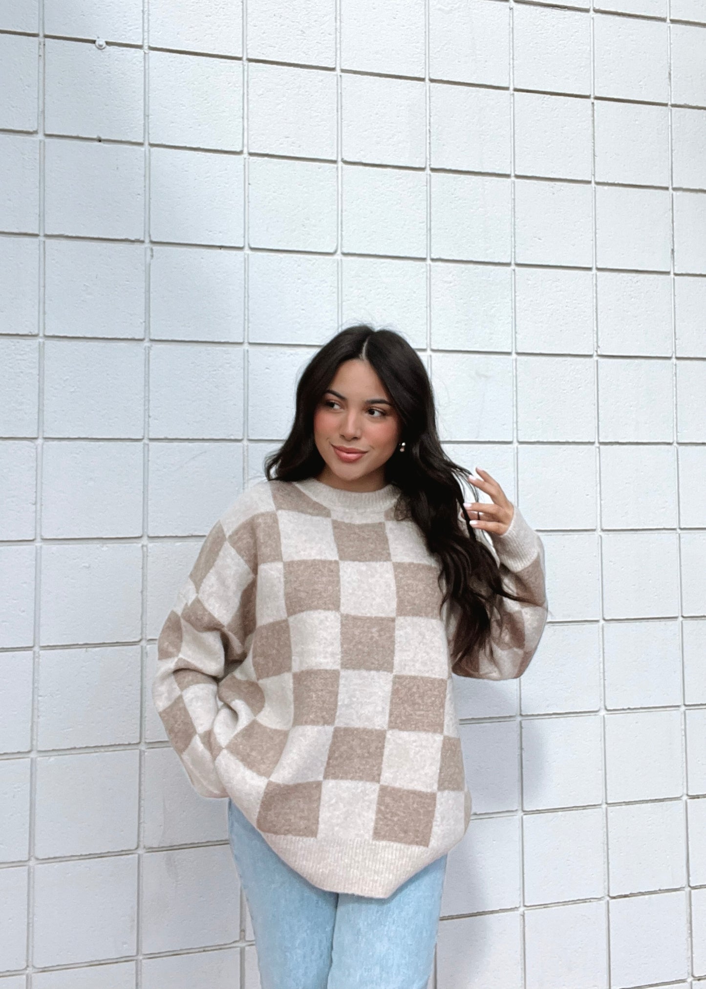 Check Back Later Sweater in Beige