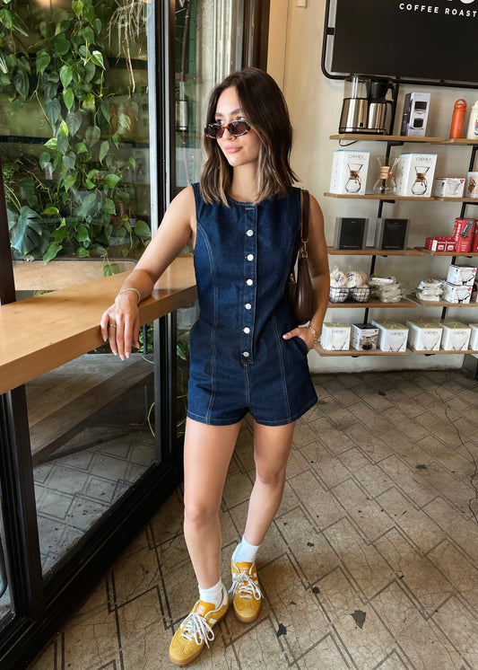 The Moment Denim Romper